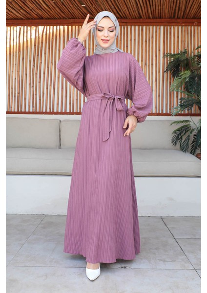Oversize Balon Kol Elbise-Lara Kumaş