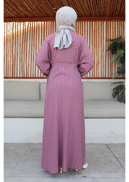 Oversize Balon Kol Elbise-Lara Kumaş