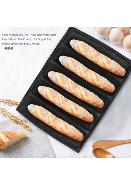 Silikon 5 Girintili Yeniden Kullanılabilir Silform/ekmek Kalıbı Pişirme Formu Gıda Sınıfı (Yurt Dışından)