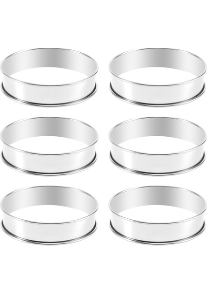6 Adet Pişirme Yuvarlak Kek Halkası Kalıbı, Paslanmaz Çelik Muffin Tart Yüzükleri, Metal Çift Haddelenmiş Crumpet Dairesel Pasta (Yurt Dışından)