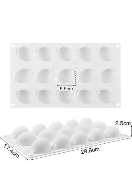 15 Kavite Limon Şekilli Meyve Silikon Kalıp Kek Mousse Kek Kalıbı Pişirme Fransız Tatlı Kek Dekorasyon Aracı (Yurt Dışından)