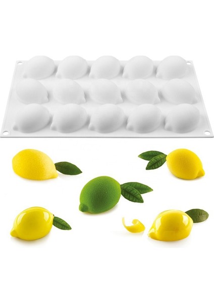 15 Kavite Limon Şekilli Meyve Silikon Kalıp Kek Mousse Kek Kalıbı Pişirme Fransız Tatlı Kek Dekorasyon Aracı (Yurt Dışından)