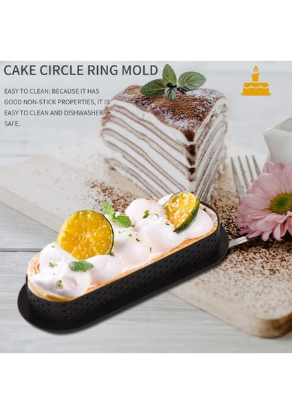 6 Adet Oval Tart Yüzükler Isıya Dayanıklı Delikli Kek Mus Halkası Yapışmaz Bakeware Tart Mini Kek Kalıbı Kek Yüzükleri (Yurt Dışından)
