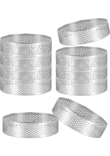 10 Adet Yuvarlak Tatlı Paslanmaz Çelik Delikli Meyve Pasta Kiş Kek Mus Kalıp Mutfak Pişirme Kalıp 6 cm (Yurt Dışından)