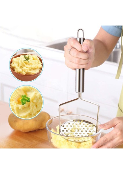 Patates Ezici 304 Paslanmaz Çelik Yapışmaz El Patates Ezici Patates Ricer Avokado Için Pişirme ve Mutfak Gadget Aracı (Yurt Dışından)