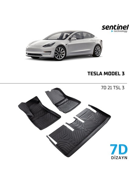 Tesla Model 3 / 7d Tam Uyumlu Havuzlu Paspas