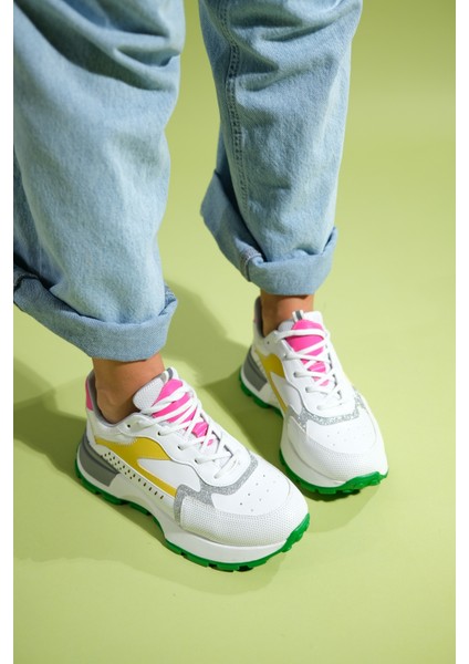 Blaj Beyaz Sarı Multi Kadın Spor Ayakkabı