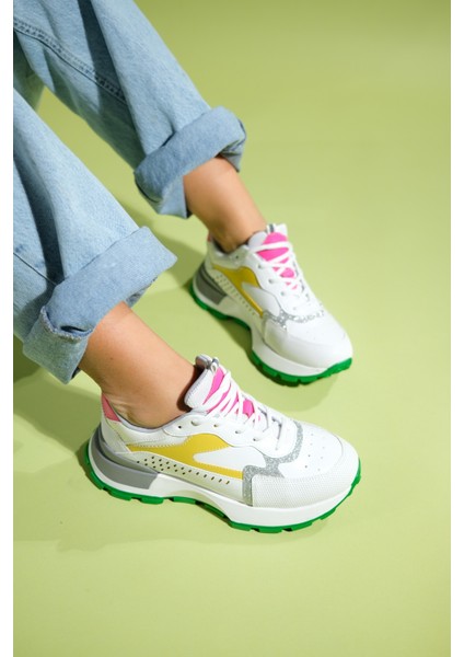 Blaj Beyaz Sarı Multi Kadın Spor Ayakkabı fırsatları
