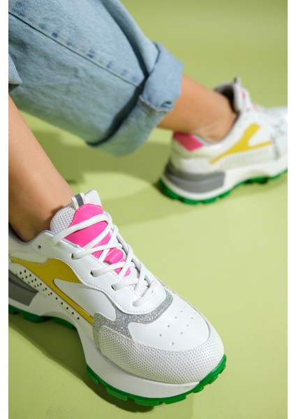 Blaj Beyaz Sarı Multi Kadın Spor Ayakkabı indirimleri
