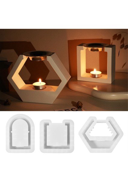 Kare Altıgen Kemer Mum Fincan Tütsü Brülör Silikon Kalıp Dıy Alçı Dökme Aromaterapi Depolama Kalıp, A (Yurt Dışından) indirimleri