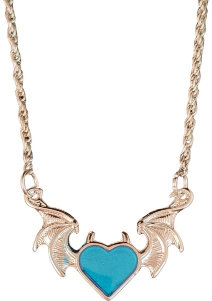 Antik Gümüş Kaplama Unisex Heart Yarasa Tasarım Kolye modelleri