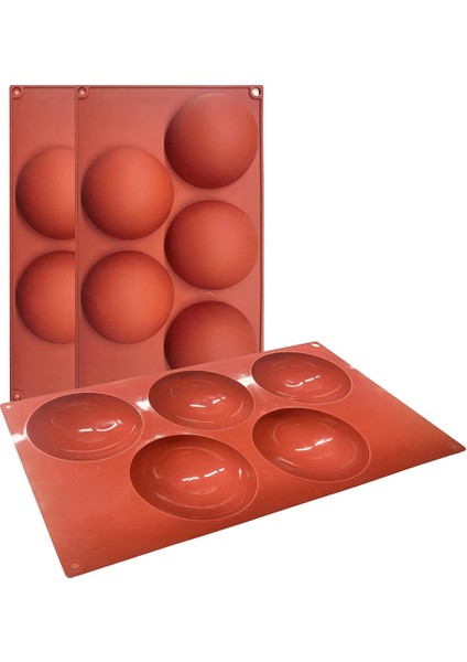 3 Paket Büyük Yarı Küre Silikon Kalıp, 5 Boşluklu Çikolata Kalıbı, Yapımı Için Yarım Küre Silikon Pişirme (Yurt Dışından)