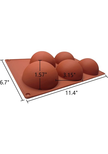 3 Paket Büyük Yarı Küre Silikon Kalıp, 5 Boşluklu Çikolata Kalıbı, Yapımı Için Yarım Küre Silikon Pişirme (Yurt Dışından)