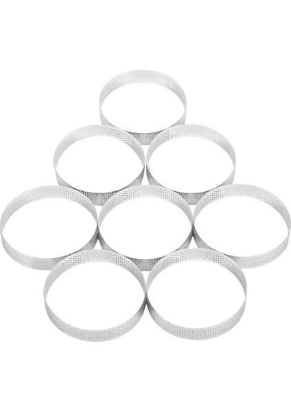 8 Adet Paslanmaz Çelik Tart Halkası, Isıya Dayanıklı Delikli Kek Mus Halkası Yuvarlak Çift Haddelenmiş Tart Halkası Metal Kalıp 10 cm (Yurt Dışından)