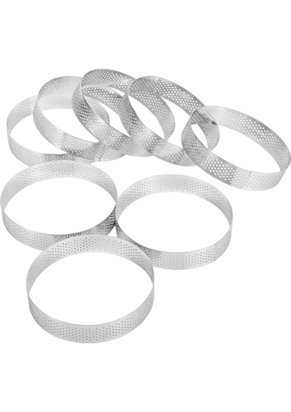 8 Adet Paslanmaz Çelik Tart Halkası, Isıya Dayanıklı Delikli Kek Mus Halkası Yuvarlak Çift Haddelenmiş Tart Halkası Metal Kalıp 10 cm (Yurt Dışından)