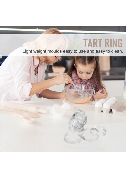 8 Adet Paslanmaz Çelik Tart Halkası, Isıya Dayanıklı Delikli Kek Mus Halkası Yuvarlak Çift Haddelenmiş Tart Halkası Metal Kalıp 10 cm (Yurt Dışından)
