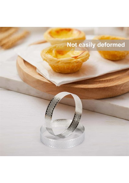 8 Adet Paslanmaz Çelik Tart Halkası, Isıya Dayanıklı Delikli Kek Mus Halkası Yuvarlak Çift Haddelenmiş Tart Halkası Metal Kalıp 10 cm (Yurt Dışından)