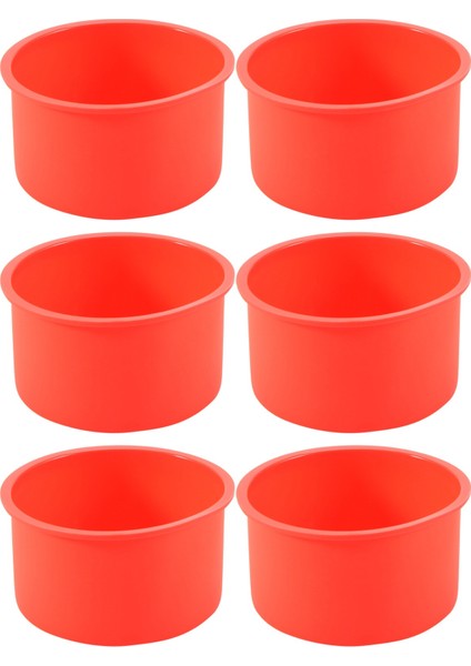 Silikon Mini Kek 4 Inç Yuvarlak Fırın Tavası Yapışmaz Silikon Pişirme Kalıbı Bakeware Tava Yeniden Kullanılabilir Kırmızı, 6'lı Set (Yurt Dışından)