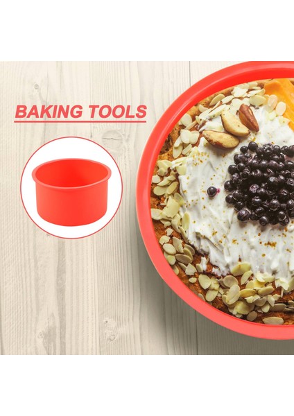 Silikon Mini Kek 4 Inç Yuvarlak Fırın Tavası Yapışmaz Silikon Pişirme Kalıbı Bakeware Tava Yeniden Kullanılabilir Kırmızı, 6'lı Set (Yurt Dışından)