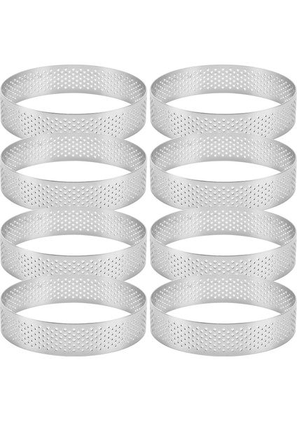 8 Paket Paslanmaz Çelik Tart Halkaları, Isıya Dayanıklı Delikli Kek Mus Halkası, Kek Halkası Kalıbı, Yuvarlak Kek (Yurt Dışından)