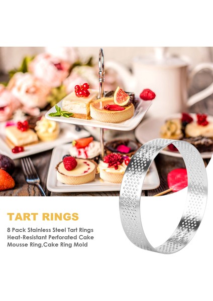 8 Paket Paslanmaz Çelik Tart Halkaları, Isıya Dayanıklı Delikli Kek Mus Halkası, Kek Halkası Kalıbı, Yuvarlak Kek (Yurt Dışından) fırsatları