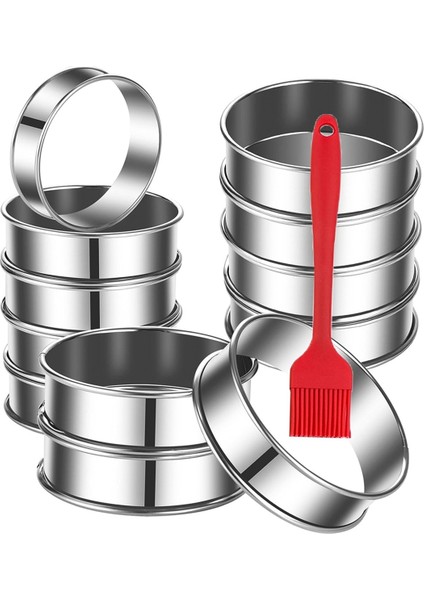 12 Paket Ingiliz Muffin Halkaları 3.15 Inç Crumpet Yüzükler Paslanmaz Çelik Çift Haddelenmiş Tart Yüzükler, Pişirme Pasta Halkası (Yurt Dışından) fiyatları