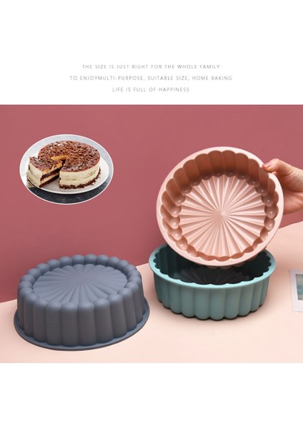 Yuvarlak Silikon Kek Tava Fırın Tepsisi Kek Pan Sünger Flan Kalıp Dıy Pişirme Tavaları Dekorasyon Araçları C (Yurt Dışından)