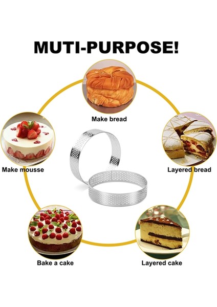 5 Adet Dairesel Paslanmaz Çelik Tart Yüzük Fransız Tatlı Delikli Kalıp Mus Meyveli Turta Kiş Kek Peynir Pişirme Kalıp (Yurt Dışından) indirimleri