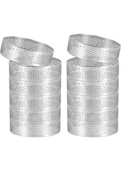 12 Paket Paslanmaz Çelik Tart Halkaları 3 In, Delikli Kek Musluk Halkası, Kek Halkası Kalıbı, Yuvarlak Kek (Yurt Dışından) modelleri