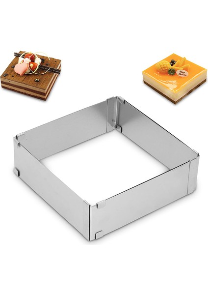 Ayarlanabilir Mus Halkası Seti Kare Paslanmaz Çelik Kek Pişirme Kalıp Doğum Günü Düğün Pastası Pişirme Aracı (Yurt Dışından) fiyatları