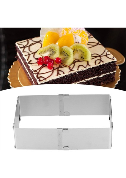 Ayarlanabilir Mus Halkası Seti Kare Paslanmaz Çelik Kek Pişirme Kalıp Doğum Günü Düğün Pastası Pişirme Aracı (Yurt Dışından) modelleri