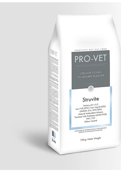 Pro-Vet Struvite Urinary Üriner Idrar Yolu Problemi Olan Kediler Için Kuru Mama 750 gr