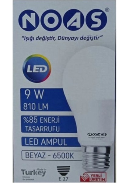 9 W LED Ampul E 27 Beyaz 10 Adet