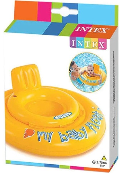 Intex Bebek Flatörü Sarı Şişme Bebek Simidi Ayak Delikli Koltuk 70 cm 11 kg Wet Set Collection 56585