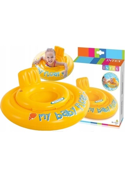 Intex Bebek Flatörü Sarı Şişme Bebek Simidi Ayak Delikli Koltuk 70 cm 11 kg Wet Set Collection 56585