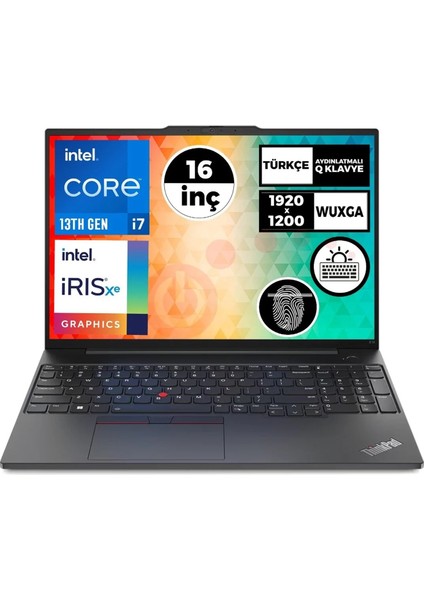 Thinkpad E16 Gen 1 Intel Core I7-1355U 16GB 512GB SSD 16" Wuxga Windows 11 Pro Taşınabilir Bilgisayar 21JN0007TX 013