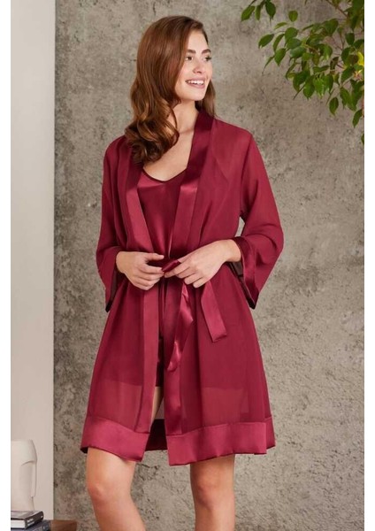 Saten Bordo Dörtlü Gelin Çeyiz Seti 7085