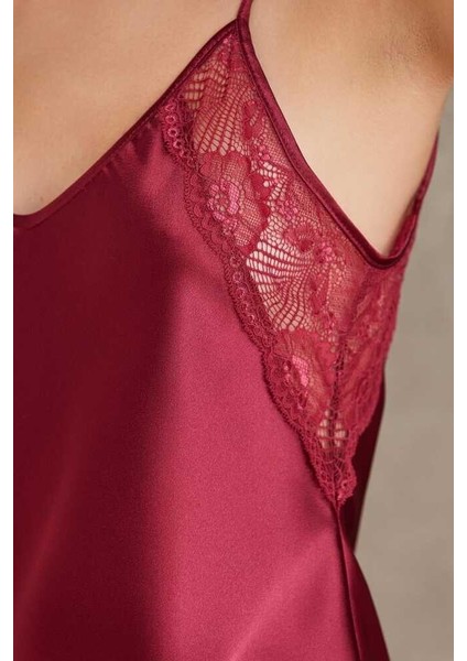 Saten Bordo Dörtlü Gelin Çeyiz Seti 7085 modelleri