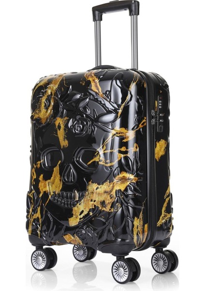 Ççs 5217 Kren Alevli Siyah Polikarbon Valiz Seti Valiz Düzenleyici Hediyeli modelleri