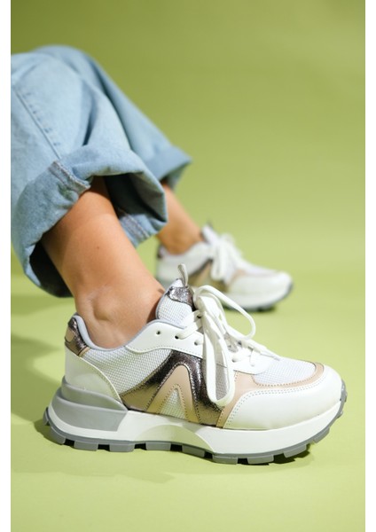 Calm Beyaz Platin Kadın Spor Ayakkabı