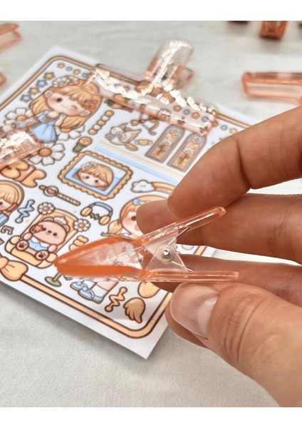 Şeffaf Turuncu Renk Çok Fonksiyonlu Fotoğraf Klipsi/Fotoğraf Mandalı /Ataş / Kitap Ayracı modelleri