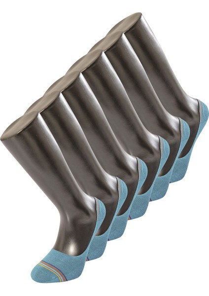 6'lı Paket Çizgili Babet Çorap 9002/TURKUAZ