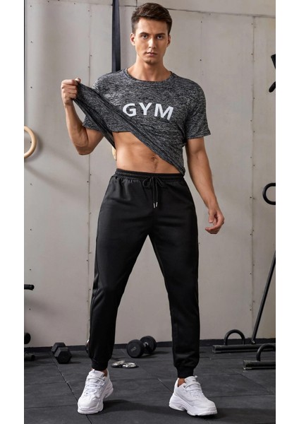 Erkek Dar Paça Running Hafif Koşucu Fitness Gym Athletic Dalgıç Kumaş Spor Eşofman Altı