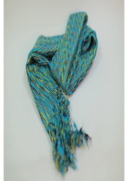 Turkuaz ve Sarı Renk &100 Pamuk Dokulu Şal Fular indirimleri