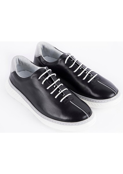 Siyah Deri Erkek Sneaker Ayakkabı