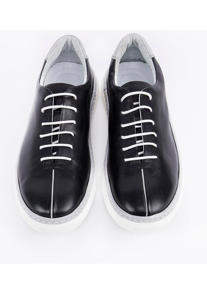 Siyah Deri Erkek Sneaker Ayakkabı