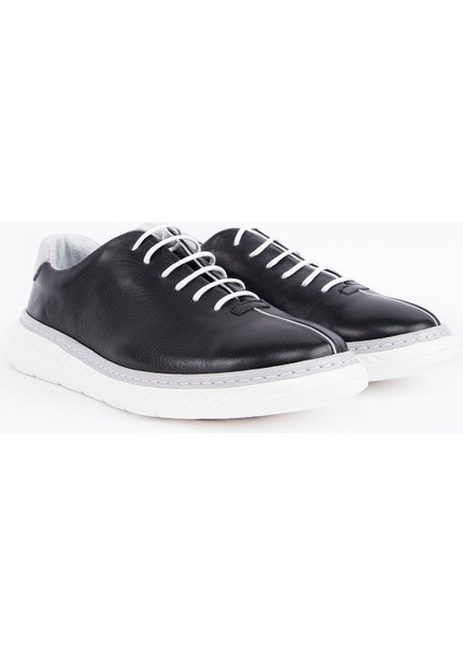 Siyah Deri Erkek Sneaker Ayakkabı