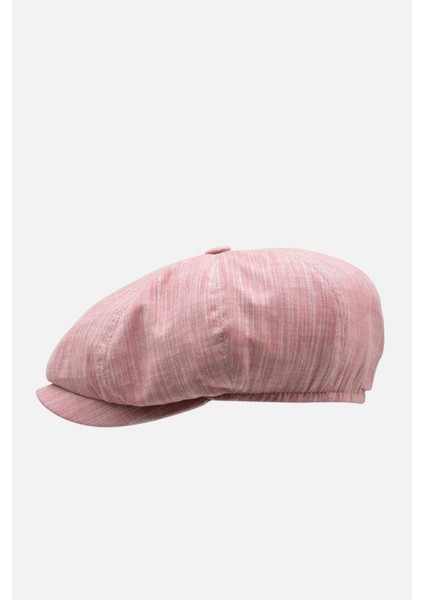 Erkek Ingiliz Groovy Şapka Premium Keten Pembe Kasket