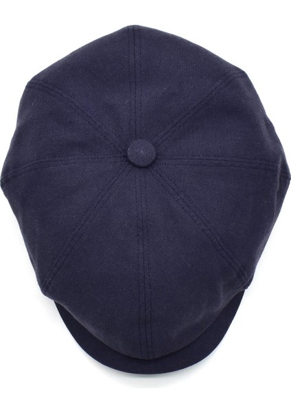 Erkek İngiliz Groovy Şapka Premium Keten Lacivert Kasket