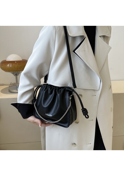 Kore Tarzı Basit Doku Kova Çanta Kadınlar Için 2024 Yeni Stil Moda Ipli Omuz Çantası Rahat Retro Crossbody Çanta (Yurt Dışından) fırsatları